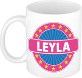 Bellatio Decorations Leyla Voornaam Koffiemok Beker Wit/Roze 300 ml