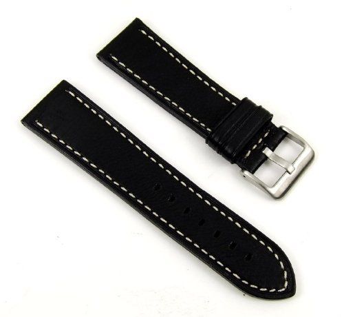 Eulit Ersatzband Uhrenarmband Leder schwarz 24mm passend zu Zeppelin 23852S