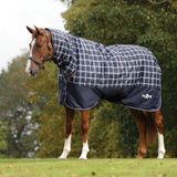 Weatherbeeta Outdoor paardendeken met afneembare halsbedekking Saxon Defiant 600D Combo 300g Blauw/marine plaid