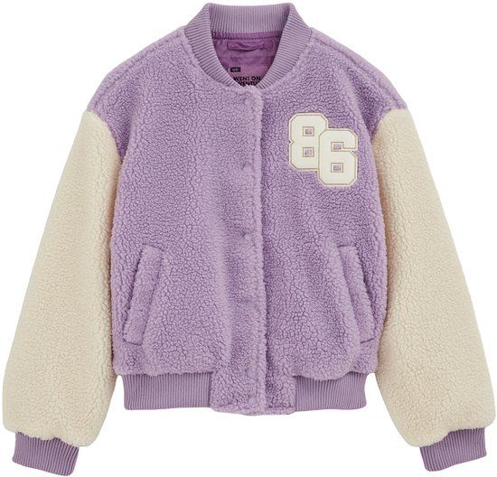 WE Fashion Meisjes teddy bomber met embroidery