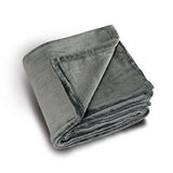 LINDER 5047/10/841 knuffelzachte deken, polyester, wit, donkergrijs, 130X180
