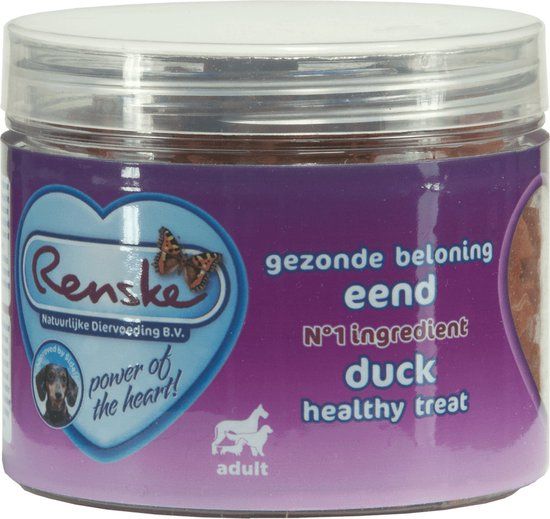 Renske Gezonde Beloning Hartjes- Hondensnack - Eend - 100 g