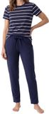 Schiesser Dames pyjama Mix & Relax blauw/veelkleurig