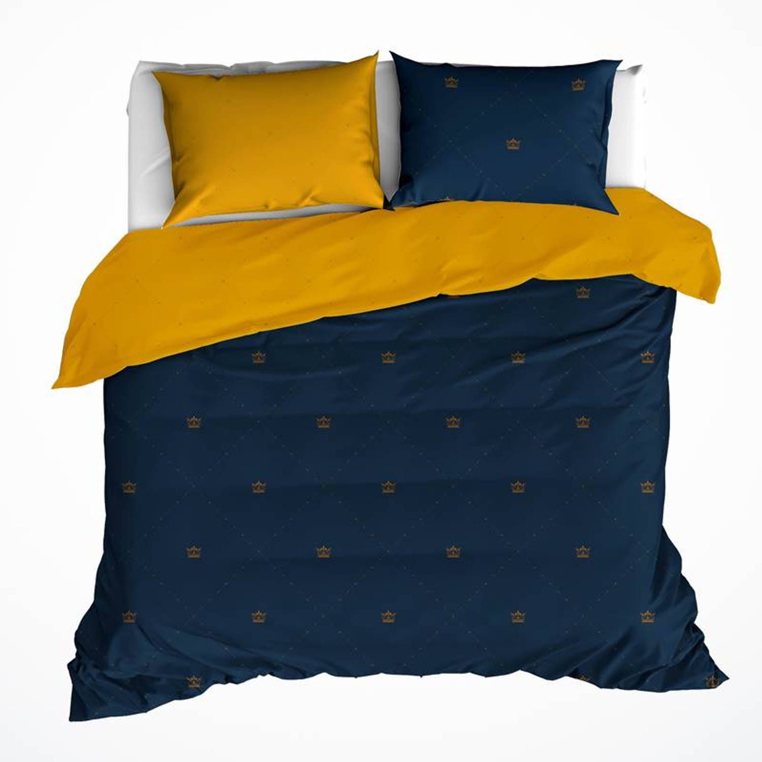 De Witte Lietaer Rex Dekbedovertrek - Lits-jumeaux (240x200/220 cm + 2 slopen) - Katoen Satijn - Mood Indigo