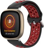 Strap-it Bracelet de montre connectée en silicone - Convient pour Fitbit Sense - Noir/Rouge - Taille S