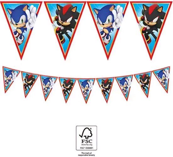 Sonic the Hedgehog Procos Sonic vlaggetjesslinger van FSC-papier