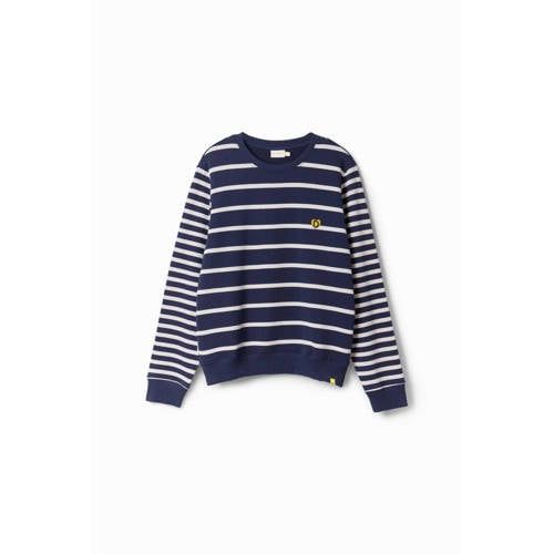 Desigual gestreepte sweater donkerblauw/wit