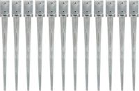 vidaXL Grondpinnen - 12 stuks - 9x9x90 cm - Gegalvaniseerd staal - Zilverkleurig
