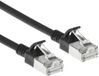ACT Zwarte 0,25 meter LSZH S/FTP CAT6A slimline patchkabel snagless met RJ45 connectoren DB7952