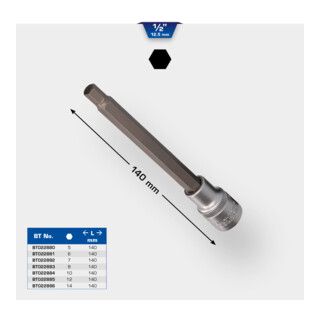 Brilliant Tools 1/2" Hex Bit Socket, 140mm Long, 6mm - 1 Piece