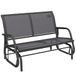 Outsunny Banc à bascule de jardin 2 places design contemporain grand confort accoudoirs assise et dossier ergonomique acier textilène gris