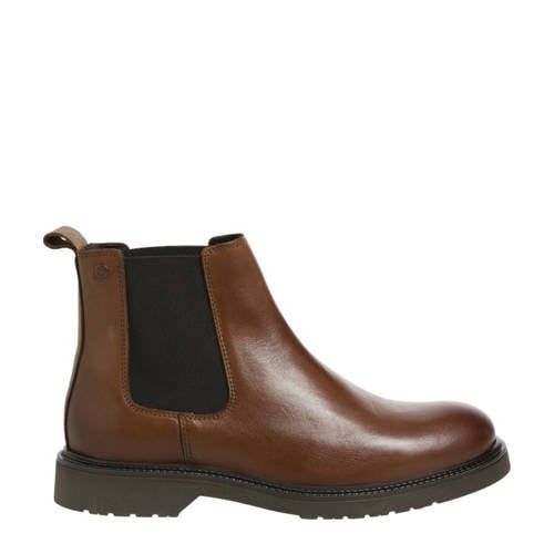 JACK & JONES Leren Chelsea Boots Cognac