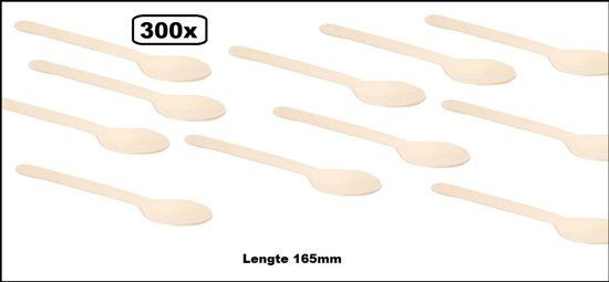 Biodore Houten lepel naturel 165mm - 300 stuks