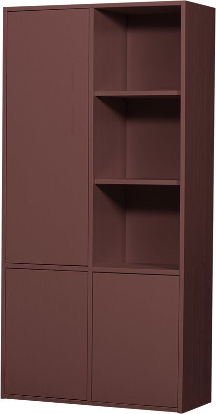 WOOOD Merel opbergkast - Grenen - Bordeauxrood - 100x200x44