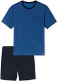 SCHIESSER Heren Pyjama Kort Gestreept Blauw Katoen Maat 48