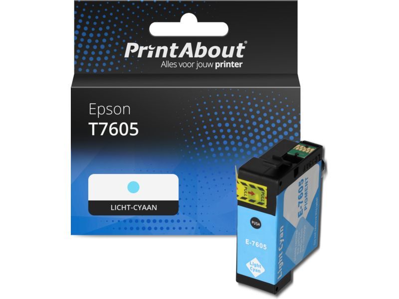 PrintAbout Inktcartridge T7605 Licht-cyaan geschikt voor Epson
