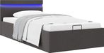 Maison Exclusive - Cadre de lit avec rangement, éclairage LED, textile gris foncé, 100x200 cm