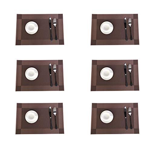 Jaritto - Set de Table - 6 Pièces - PVC - Lavable - Résistant à la Chaleur - Foncé