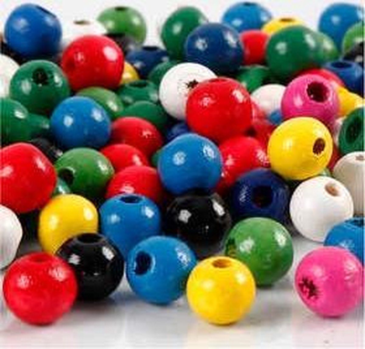 Creative Houten kralen 8mm - Diverse kleuren - 15gr - ca. 80 stuks