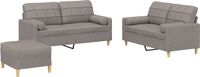 vidaXL 3-delige Loungeset met kussens stof taupe