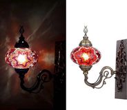 Halay Turkse Wandlamp - Mozaïek Rood - Wandlamp 1 stuk - Handgemaakt en romantisch licht