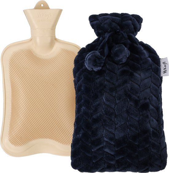 Kufl Warmwaterkruik met fleece hoes - blauw - 2L