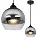 HOME LIGHT Lampe suspendue élégante Bergen avec abat-jour en verre, chrome et noir