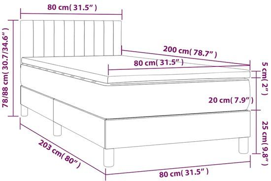 vidaXL Boxspring met matras fluweel donkergroen 80x200 cm