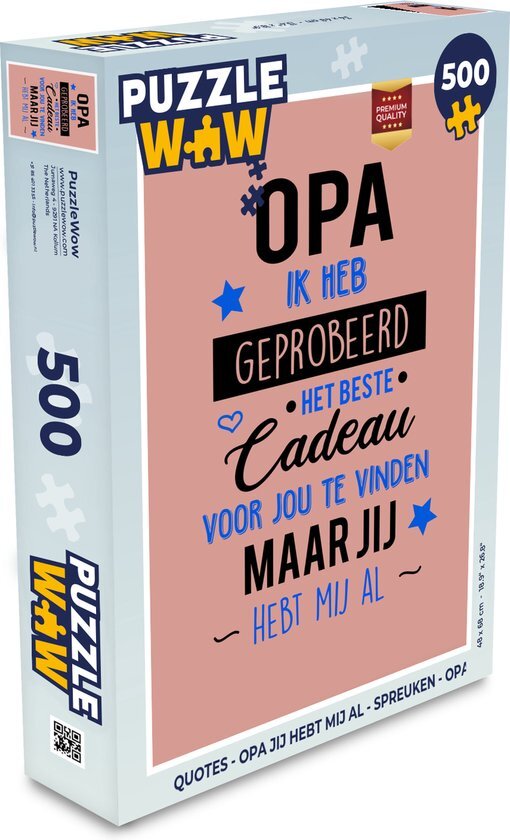 MuchoWow Puzzel Quotes - Opa jij hebt mij al - Spreuken - Opa - Legpuzzel - Puzzel 500 stukjes - Sinterklaas cadeautjes - Sinterklaas voor grote kinderen