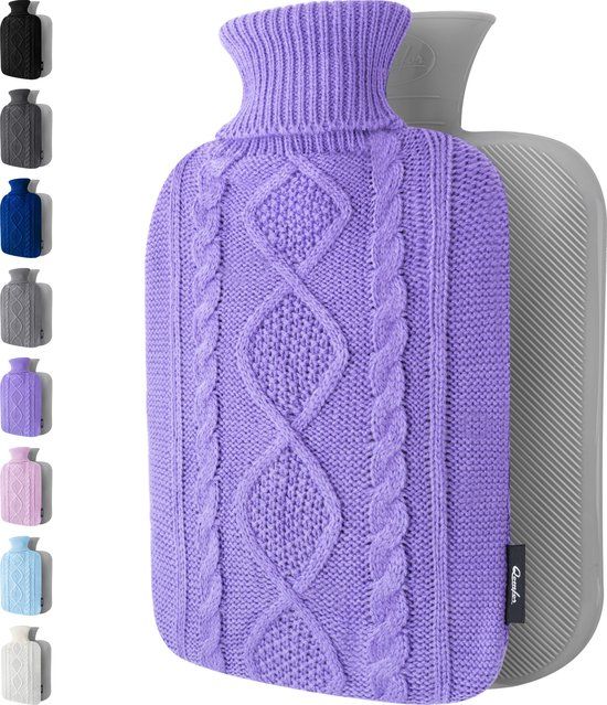Qomfor - Warmwaterkruik met Gebreide Hoes - 1.8L - Paars