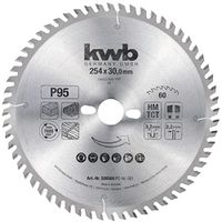 kwb Cirkelzaagblad 254 x 30 mm, zeer fijne snede, zaagblad geschikt voor werkbladen, hout en gecoate platen