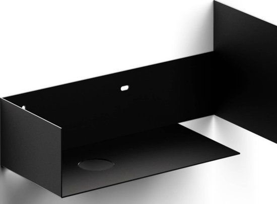 Clou Flush Open Kast - 44x18x20.5cm - Zwart - Met Handdoekhouder