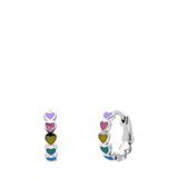 Lucardi Kinder Zilveren oorring hart enamel multi - Oorbellen - 925 Zilver - Zilverkleurig