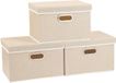 Allecto plus - Boîtes de rangement, Pliable et Lavable, Rangement de vêtements pour chambre à coucher, 32x23x20cm, Beige - Lot de 3