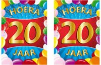 Bellatio Decorations Verjaardag deurposter - 2x - 20 jaar - multi - 59 x 84 cm