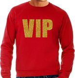 Bellatio Decorations Verkleed glitter sweater voor heren - rood - VIP - glitter goud - foute party XL