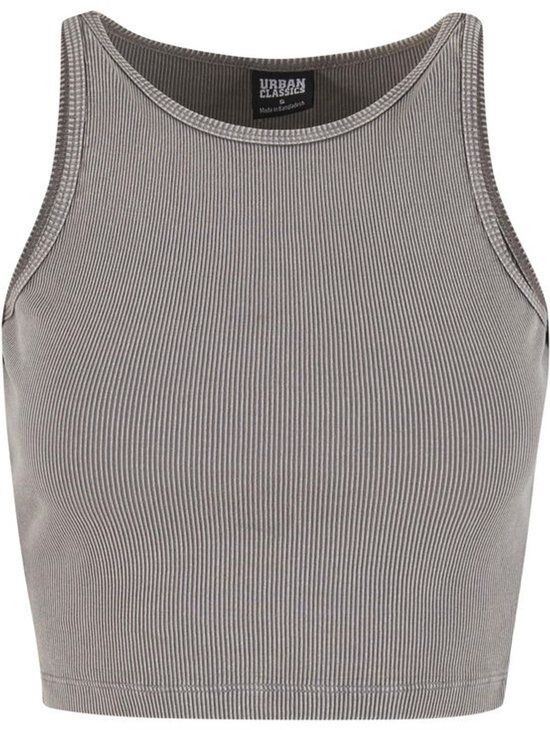 Urban Classics Washed Rib Jersey Cropped Top Dames Top - grijs - XL