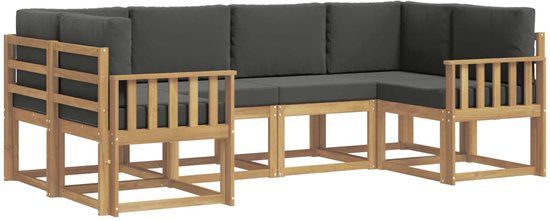 vidaXL Hoek loungeset 6-delig Wit en Antracietkleurig Acacia Hout