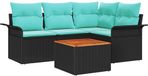 vidaXL Tuinbankenset 5 st 4-Aantal zitplaatsen Zwart en Turquoise