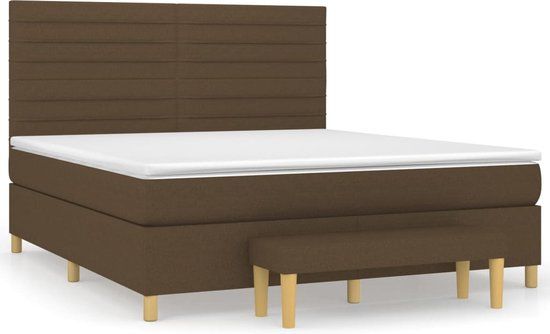 vidaXL Boxspring Bed with Mattress - Fabric - Dark Brown - 180x200 cm