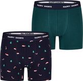Happy Shorts Kinder Boxershorts Jongens Kerst Print 2-Pack Christmas - Maat 152