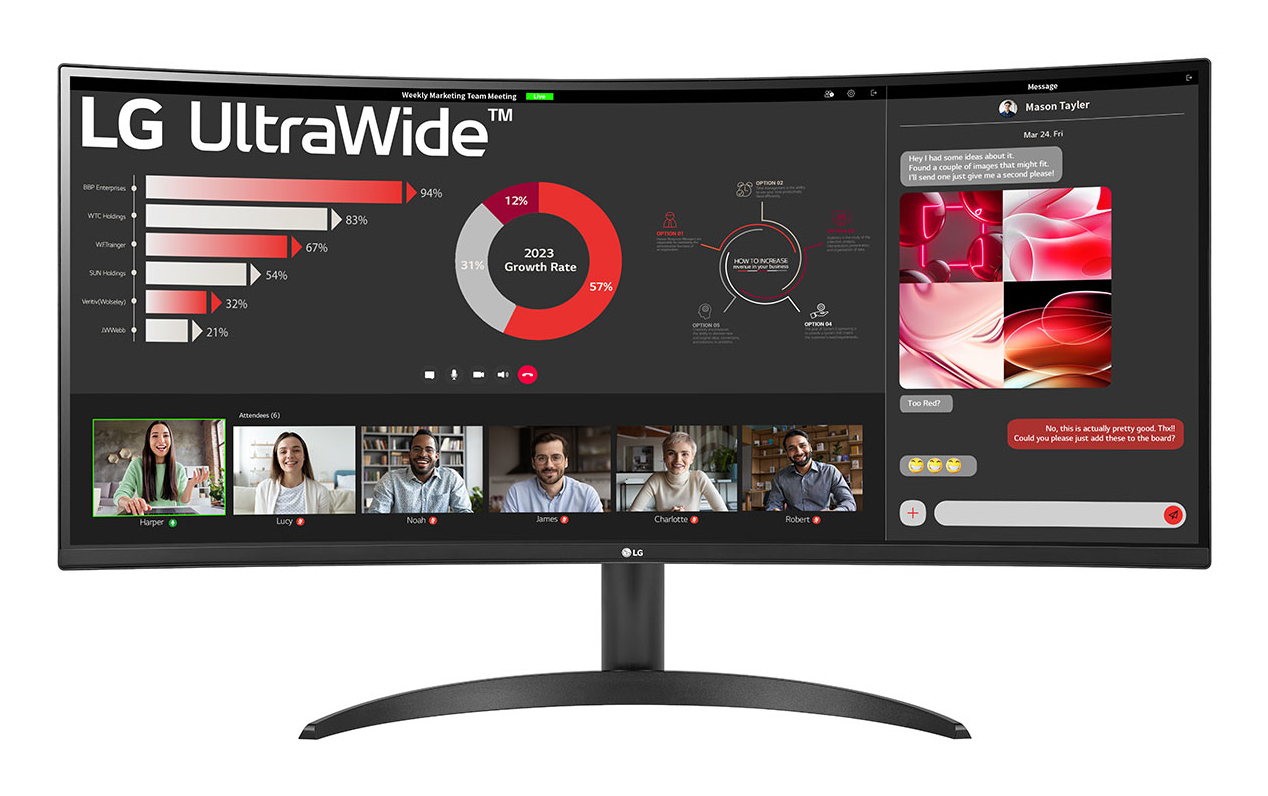 LG 34WR50QK-B 34" Ultrawide Curved Monitor - 3440x1440, 100Hz, HDMI, DisplayPort