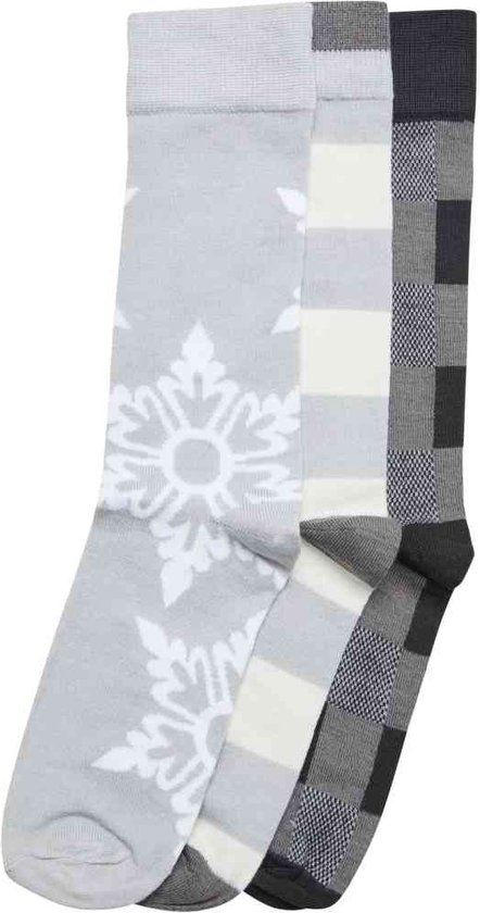 Urban Classics Christmas Snowflakes 3-Pack Sokken - Grijs - Maat 35/38 - Unisex