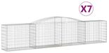 vidaXL Gabionen met boogvorm, 7 stuks, 400x50x80/100 cm, verzinkt staal