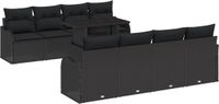 vidaXL Banc de jardin Noir Polyrotin 8 places avec coussins et espace de rangement Métal 179x85cm