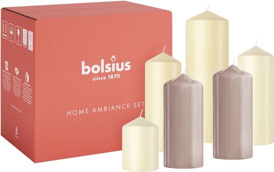Bolsius Gladde Stompkaarsen set Naturel Nude 6 stuks