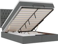 vidaXL - Ottomaans bed met matras en LED's - 140x190cm - stof - donkergrijs