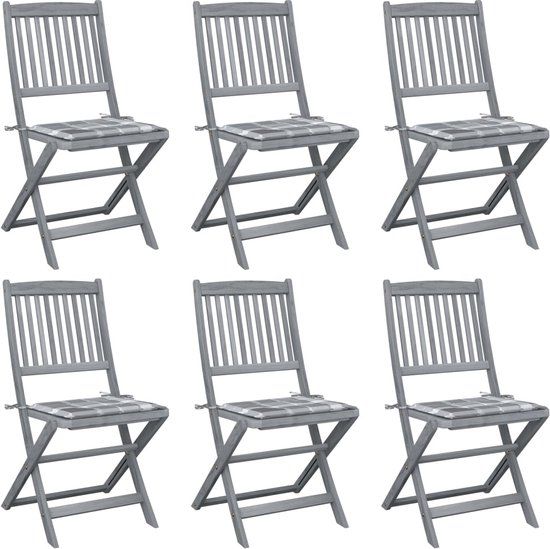 vidaXL Tuinstoelen 6 st inklapbaar met kussens massief acaciahout