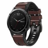 By Qubix Qubix - Leer + Siliconen Bandje - Donkerbruin - 26mm Quickfit - Geschikt voor Garmin Epix Pro Gen 2 (51mm) / Quatix 7X / 6X & Tactix 7 (pro)