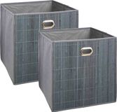 5five Opbergmand/kastmand - 6x - grijs - linnen/bamboe - 31 x 31 x 31 cm - 29 liter